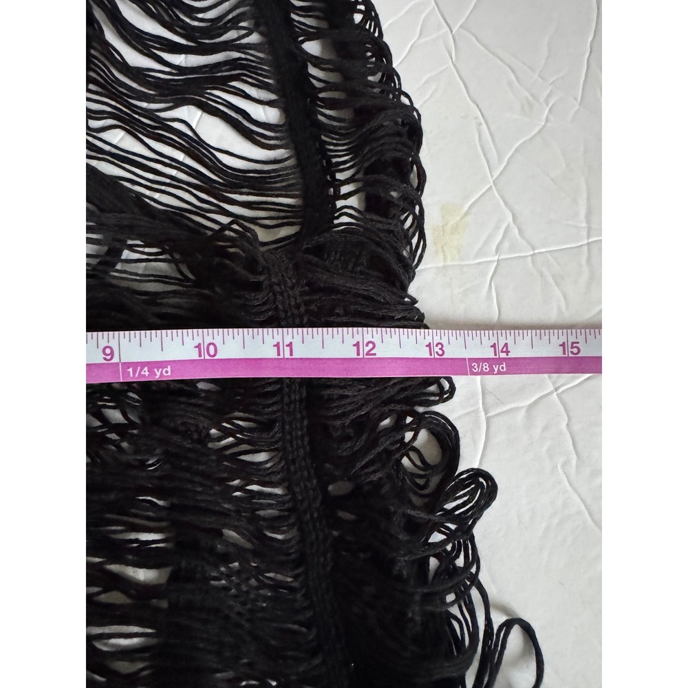 PrettyLittleThing Beach Dress Womens XXL Black Tassel Knit Plus Boho Distressed - Picture 10 of 13